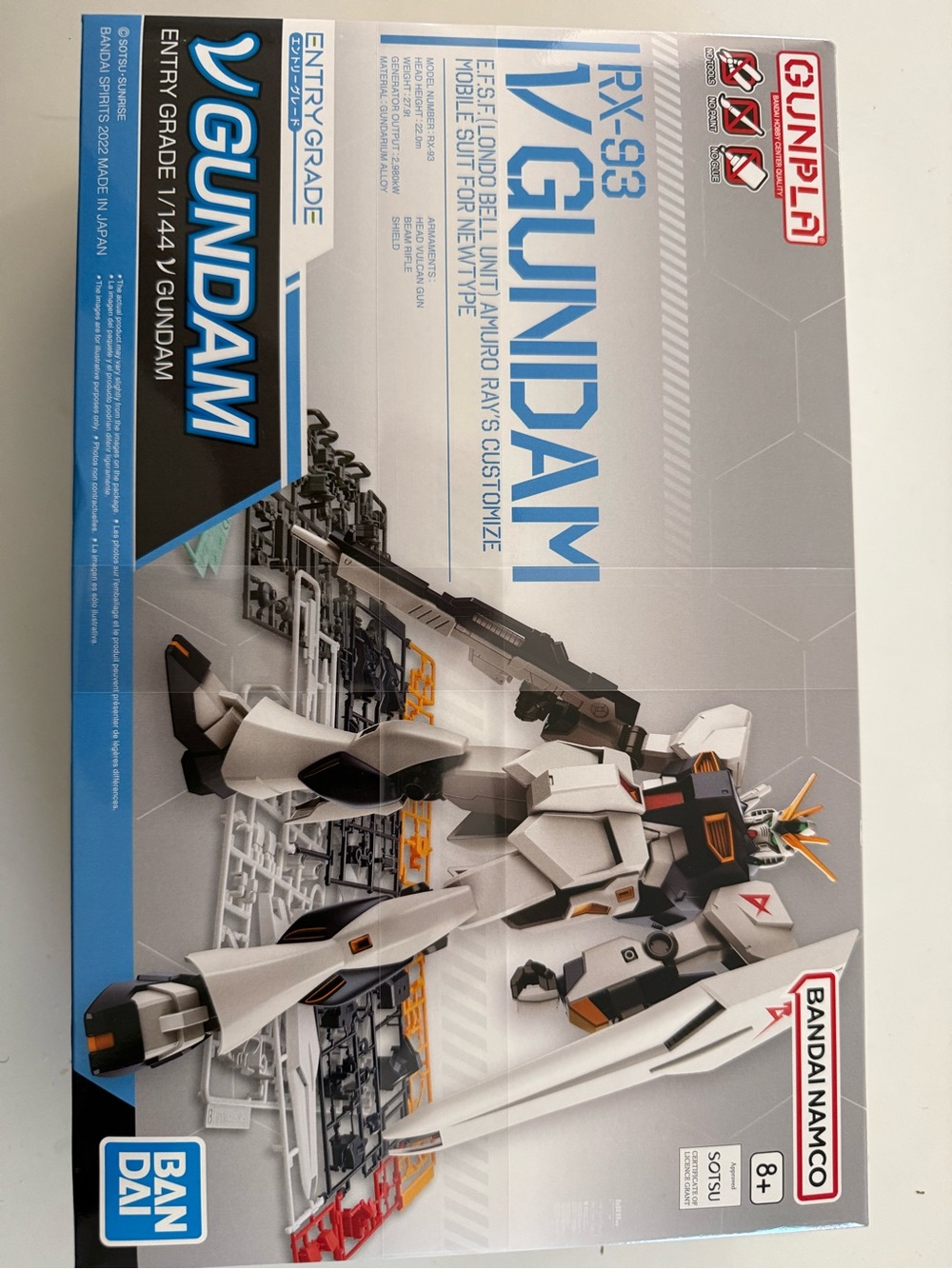Bandai Namco RX-93 ν Gundam Action Figure Model Kit - White